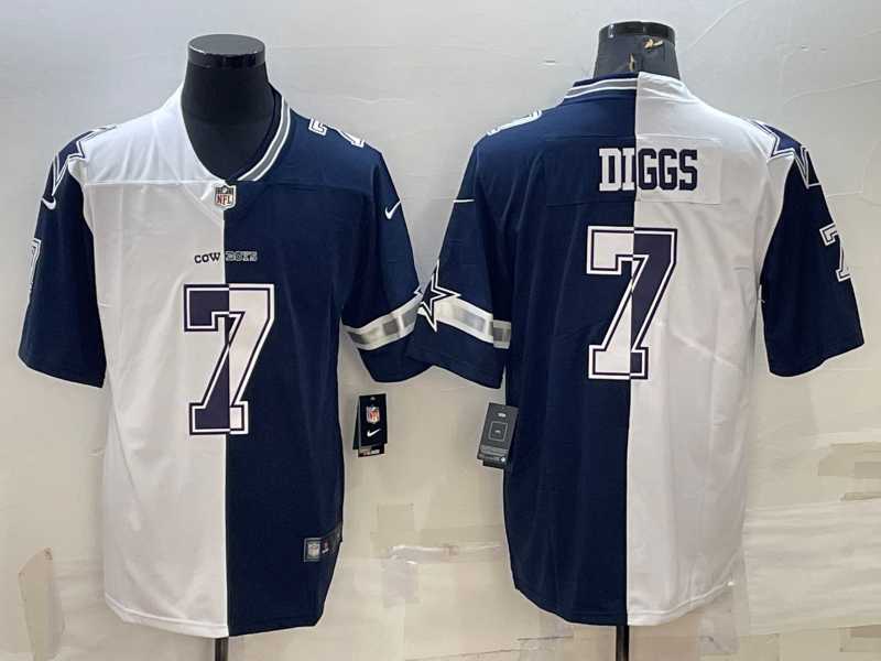 Mens Dallas Cowboys #7 Trevon Diggs Navy White Split Vapor Untouchable Limited Stitched Jersey